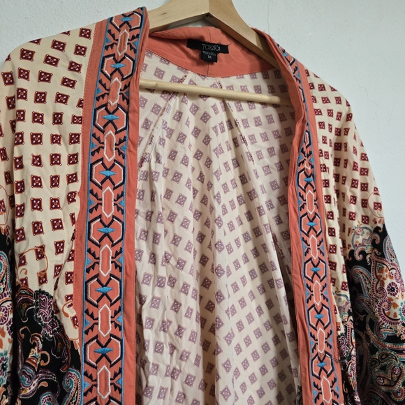 Toxik3 Boho Mixed Print Butterfly Kimono Cardigan Size M Wide Sleeves - Picture 4 of 11